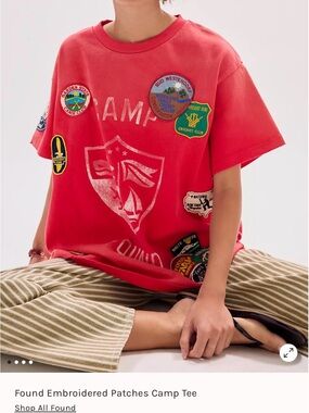 Found X Free People Embroidered Patches Camp Tee